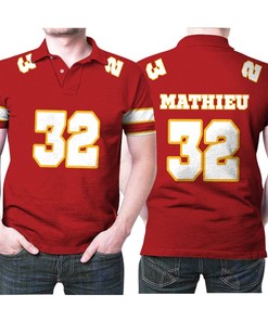 Tyrann Mathieu 32 Kansas City Chiefs Red Football Jersey Polo Shirt - Game Jersey Style - Perfect for Fans