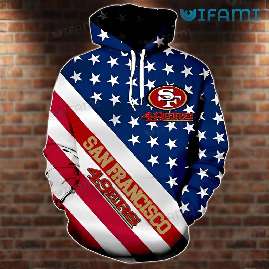 USA Flag All Over Print Hoodie 3D San Francisco 49ers Gift