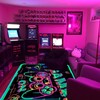 UV Reactive Gaming Area Rug with Blacklight Print for Bedroom and Playroom: Large Non-Slip Game Area Rugs