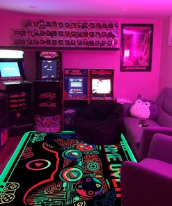 UV Reactive Glow in The Dark Black Light Area Rug for Gaming Room: Comfortable Game Area Rugs