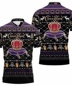 Ugly Christmas Crown Royal Whisky All Over Print Polo Shirt with 3D Printed Polo Collar and Breathable Fabric