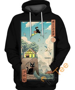 Ukiyo e Delivery Manga Style Hoodie with 3D Pattern
