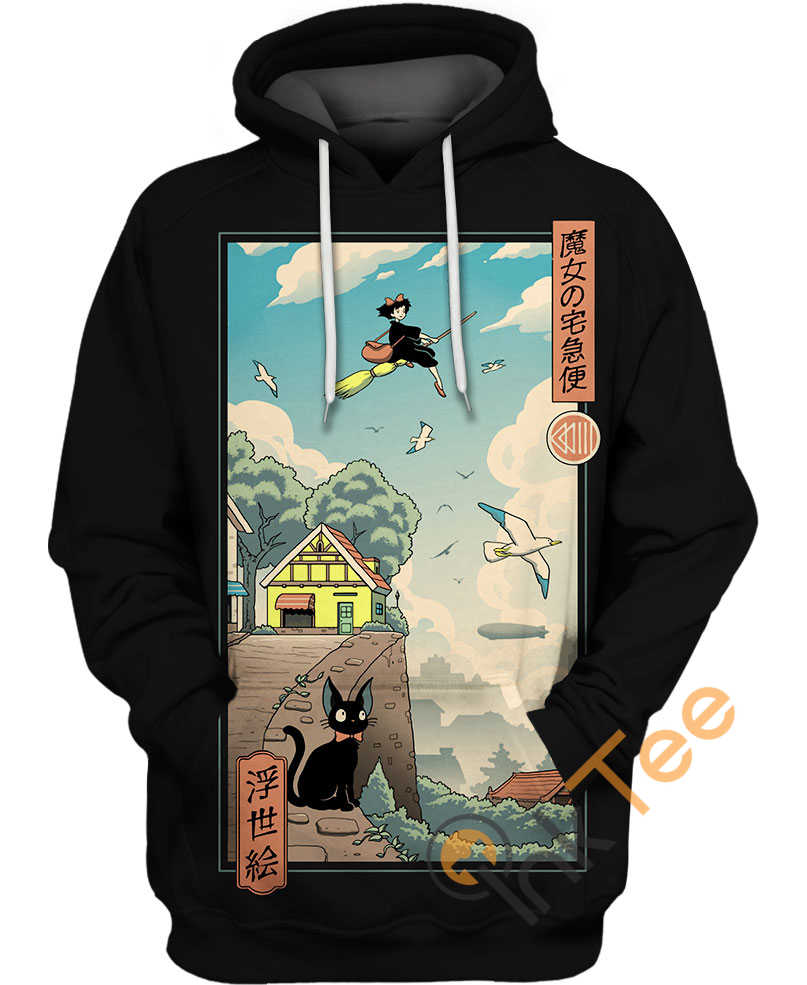 Ukiyo e Delivery Manga Style Hoodie with 3D Pattern