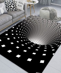 Ultra Durable 3D Rug Optical Illusion Rug - Non-Slip 3D Trap Effect Printing Carpet Area Rug for Home Décor