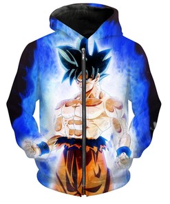 Ultra Instinct Goku All Over Print 3D Hoodie in Zip-Up Style
