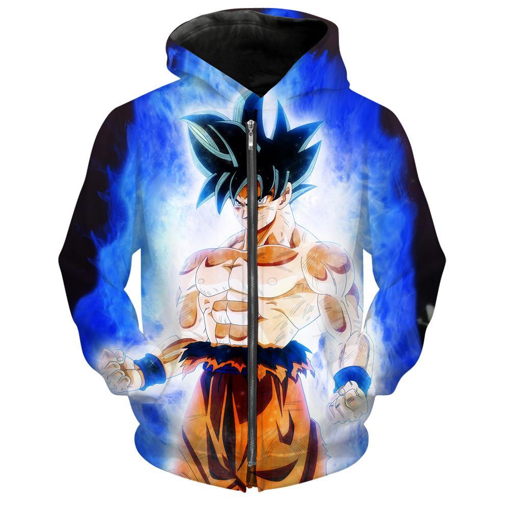 Ultra Instinct Goku All Over Print 3D Hoodie in Zip-Up Style