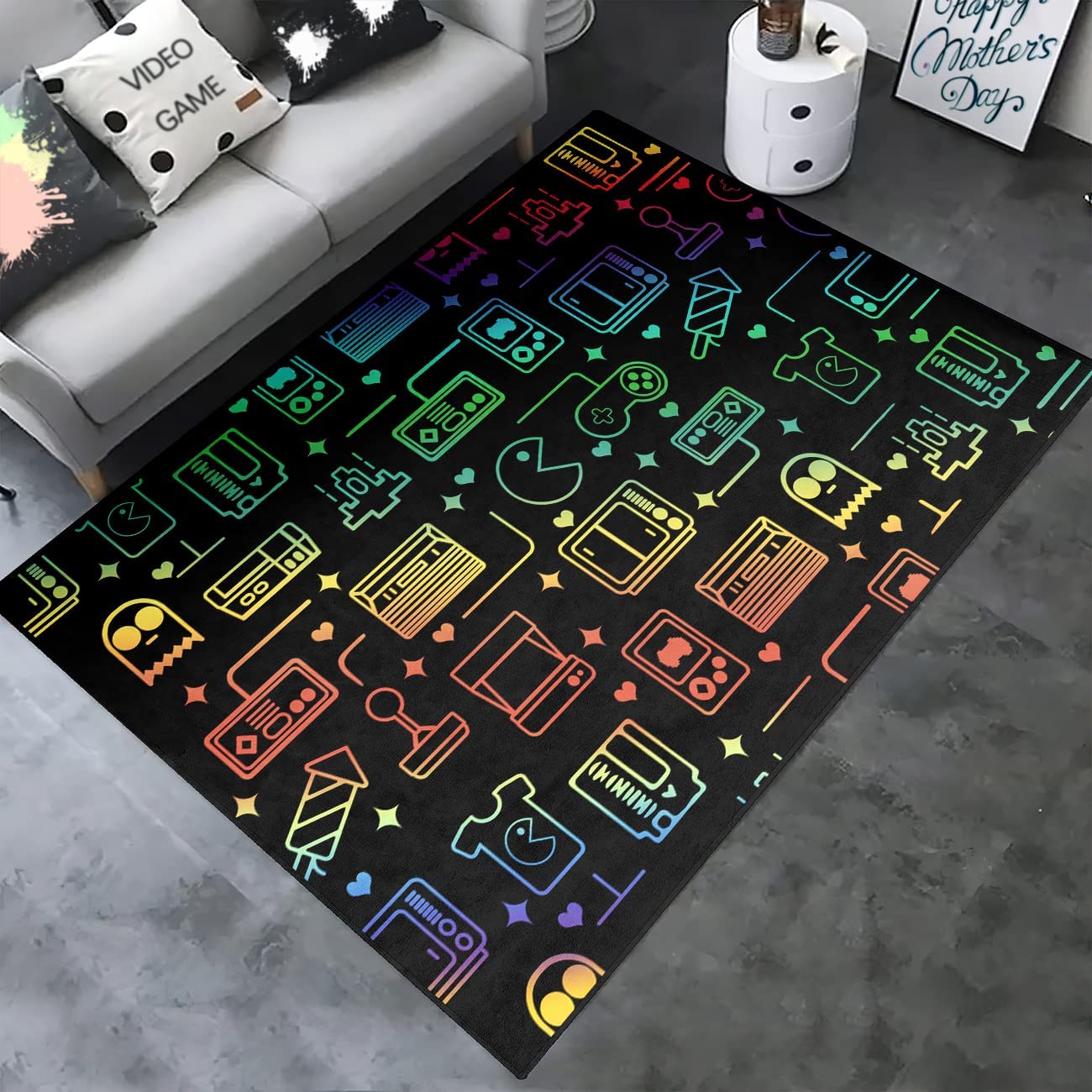 Ultra Soft Crystal Velvet Gamer Rug for Girls' Bedroom - Gaming Rugs for Room Decor