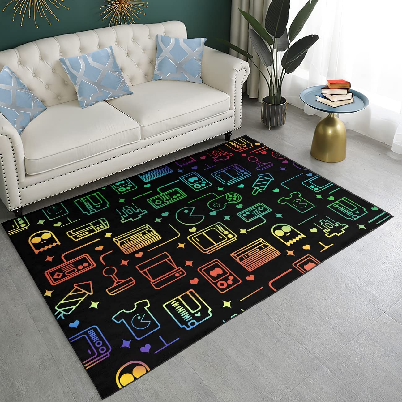 Ultra Soft Crystal Velvet Gamer Rug for Girls' Bedroom - Gaming Rugs for Room Decor - Image 3