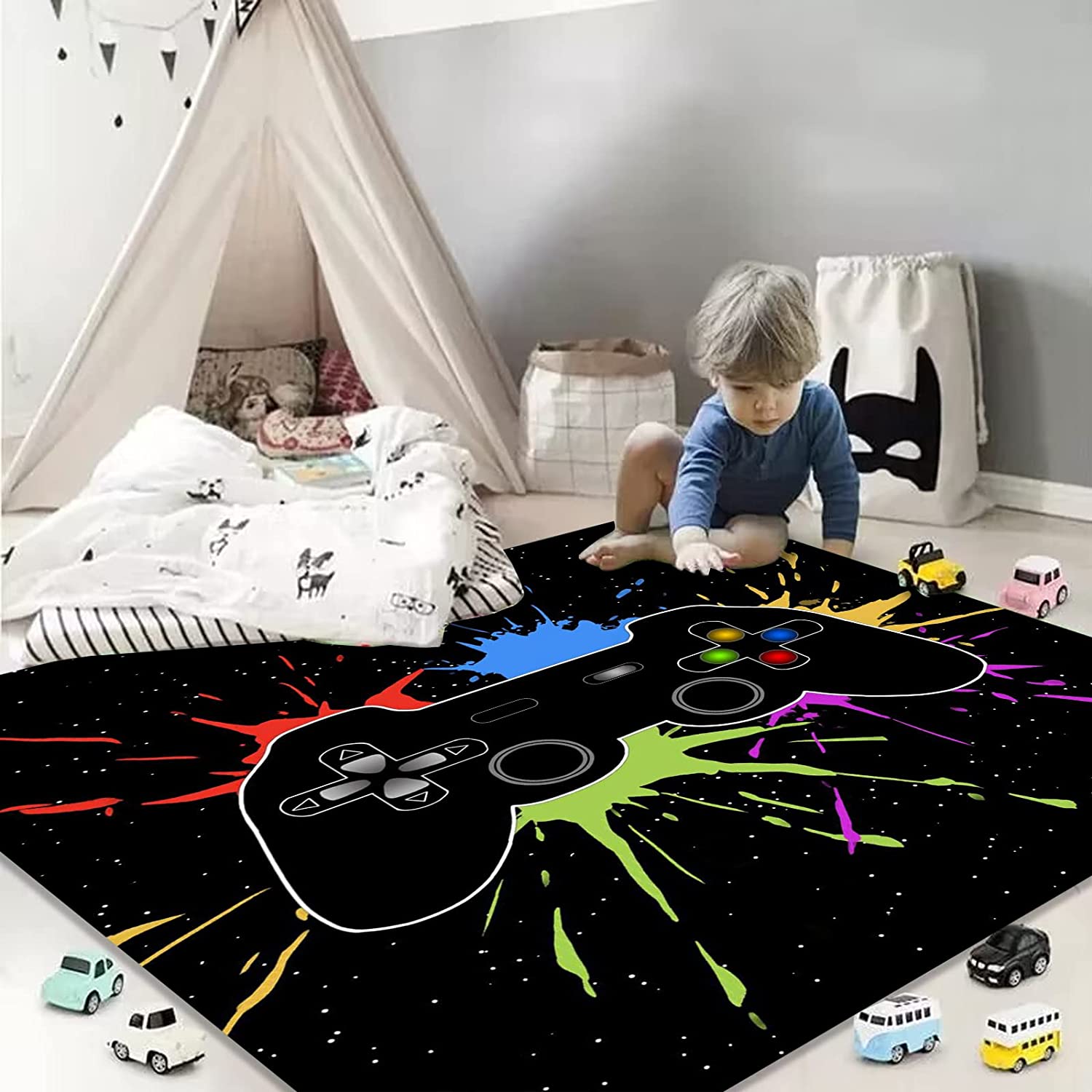 Ultra Soft Gaming Rugs for Boys Bedroom - Velvet Gamer Rug - Enjoy Comfortable Indoor Floor Sofa Rugs - Image 3