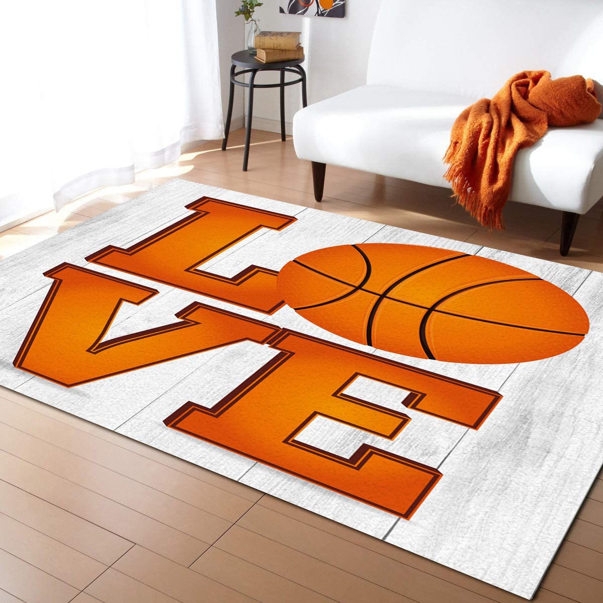Ultra Soft Modern Area Rug for Children's Bedroom and Nursery with Basketball Design - Image 3