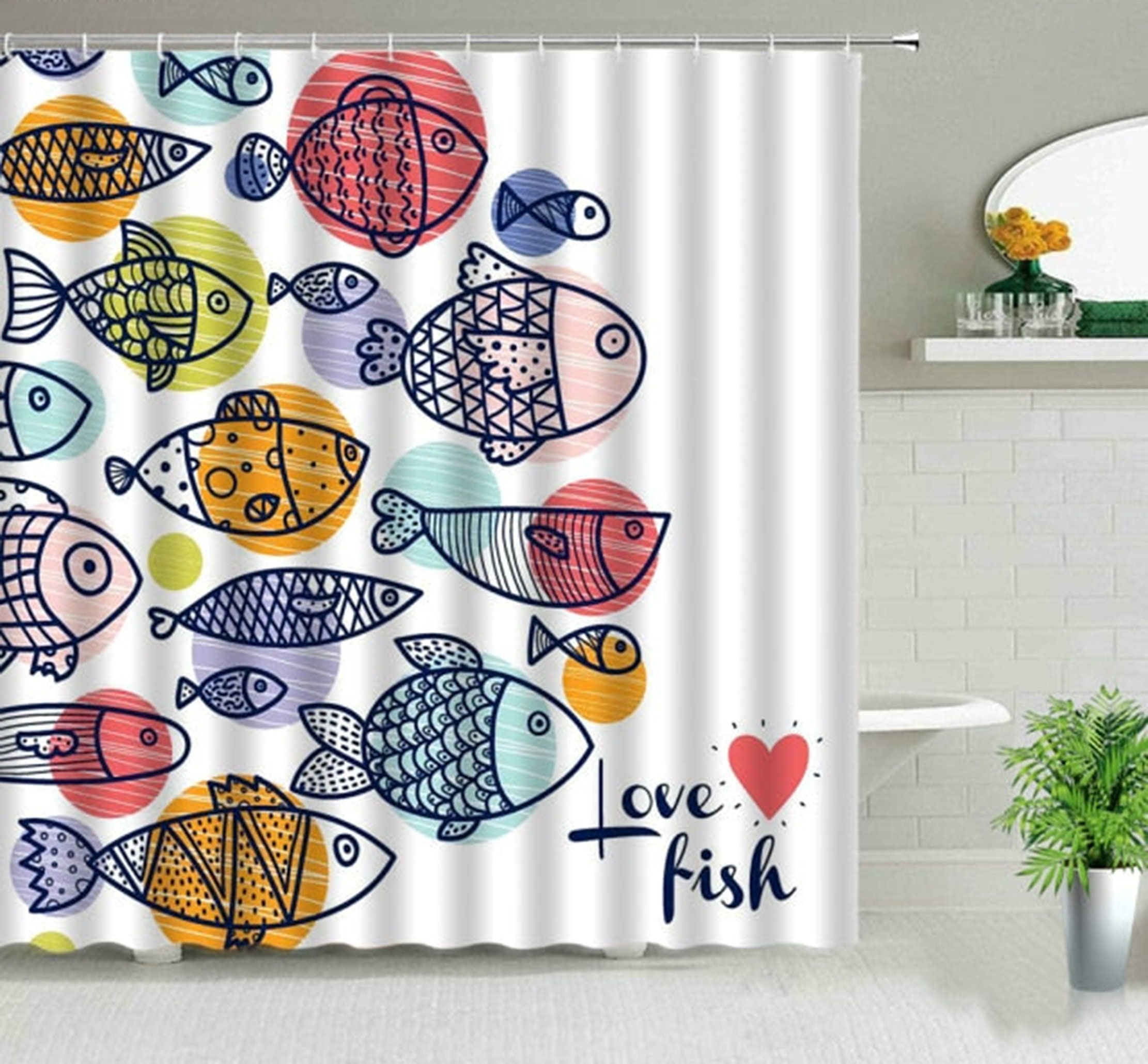Underwater Fish Shower Curtain | Love Sea Creature | Home Bathroom Decor | Ocean Theme | Gift for Kids