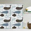 Underwater Marine Mammals Shower Curtain | Whales and Octopus, Graphic Ocean Curtain | Home Bath Decor