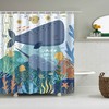 Underwater World Shower Curtain | Whale and Fish, Ocean Sea Fishes Corals Starfish, Bathroom Curtain