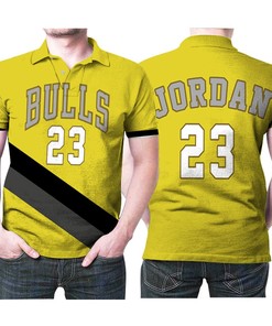 Unique 2020 New Arrival Gold Jersey Style Gift for Chicago Bulls Fans with Michael Jordan 23 NBA Print Polo Shirt