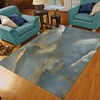 Unique Abstract Gray Clouds Area Rug with Trendy Golden Glow for Living Room Decor