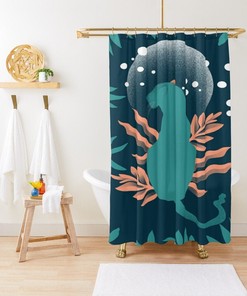 Unique Animal Shower Curtain with Floral Jungle Decor, Eco-Friendly and Waterproof, Hooks Included