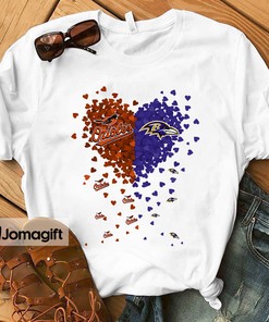 Unique Baltimore Orioles And Baltimore Ravens Tiny Heart Shape T-Shirt For Fans