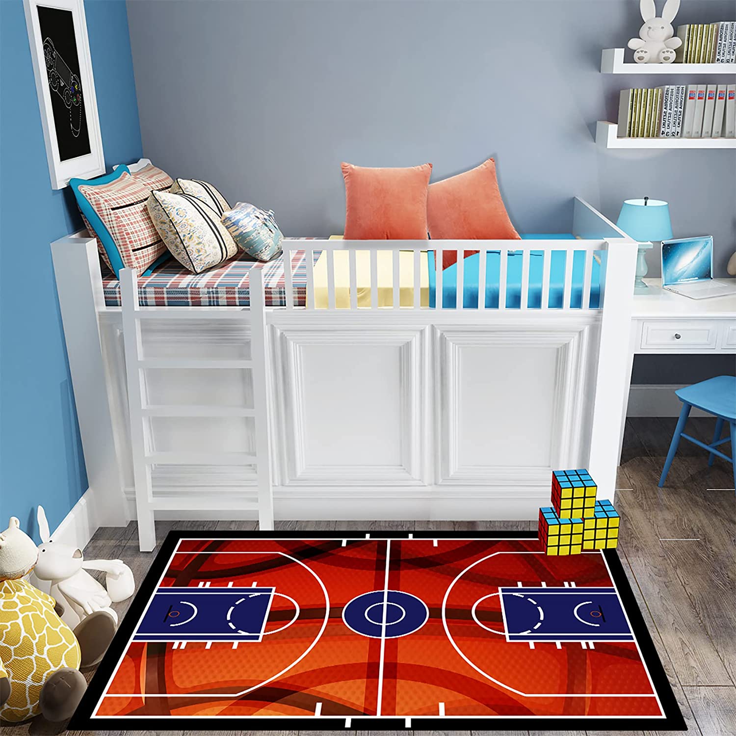 Unique Basketball Room Decor for Boys Bedroom - Print Court Sport Area Rug for Living Room - Image 4
