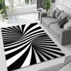 Unique Black and White Vortex Rug for Personalized Home Decor - Modern Living Room Area Rug