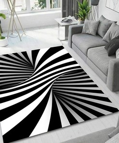 Unique Black and White Vortex Rug for Personalized Home Decor - Modern Living Room Area Rug