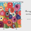 Unique Colorful Flowers Shower Curtain, Abstract Art Flora Extra Thick Curtain with Hooks
