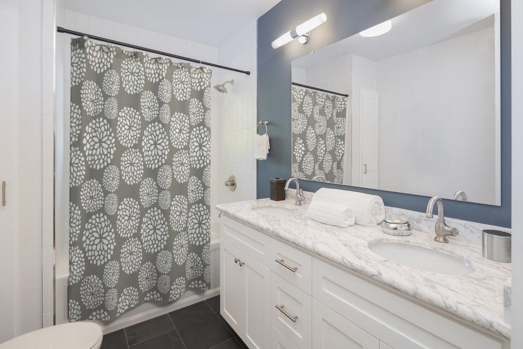Unique Contemporary 71 x 71 inch Shower Curtain for College Dorm & Bathroom Decor - Bath Curtain Included - Image 2
