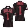 Unique Derrick Rose 1 NBA Throwback Red Stripes Black Jersey Inspired 3D All Over Print Breathable Fabric Polo Shirt