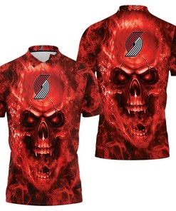 Unique Gift for Fans: Portland Trail Blazers Nba Fans Skull 3D All Over Print Polo Shirt with Personalized 3D Design