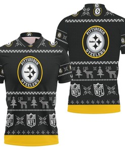 Unique Holiday Fashion: Pittsburgh Steelers Ugly Christmas 3D Polo Shirt with Personalized All Over Print