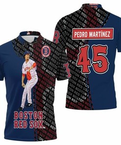 Unique Pedro Martinez 45 Boston Red Sox All Over Print Polo Shirt with 3D T-Shirt Blend