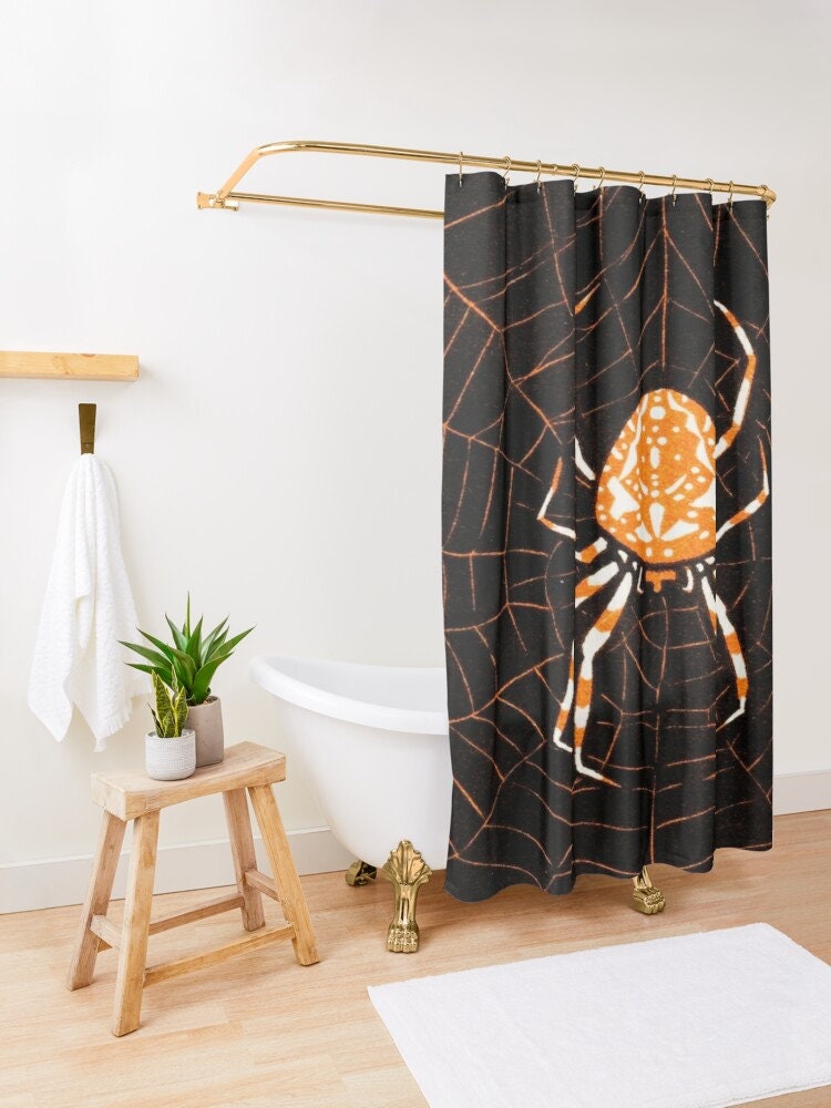 Unique Spider Shower Curtain | Black Curtain | Eco-Friendly Polyester, Waterproof | Spider Decor - Image 2