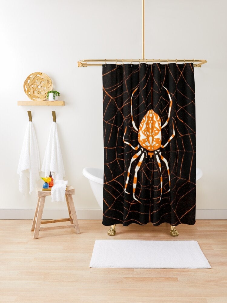 Unique Spider Shower Curtain | Black Curtain | Eco-Friendly Polyester, Waterproof | Spider Decor - Image 3