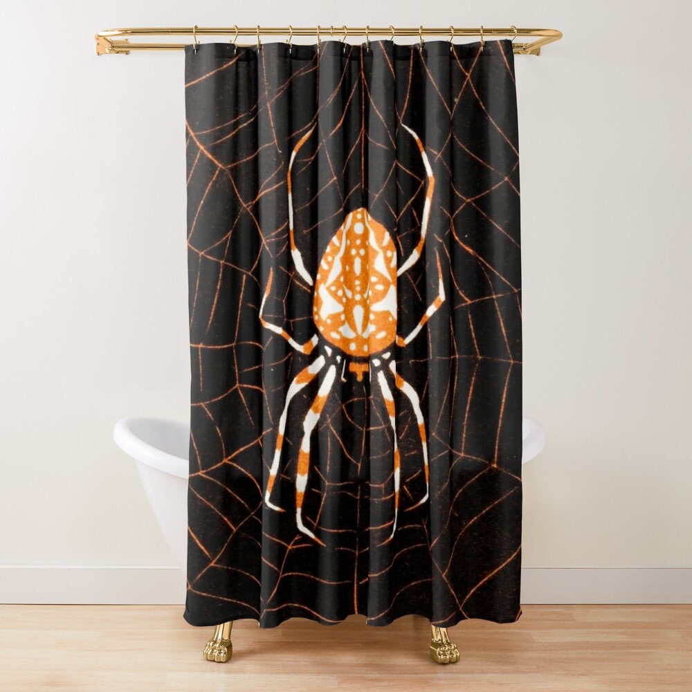 Unique Spider Shower Curtain | Black Curtain | Eco-Friendly Polyester, Waterproof | Spider Decor - Image 4