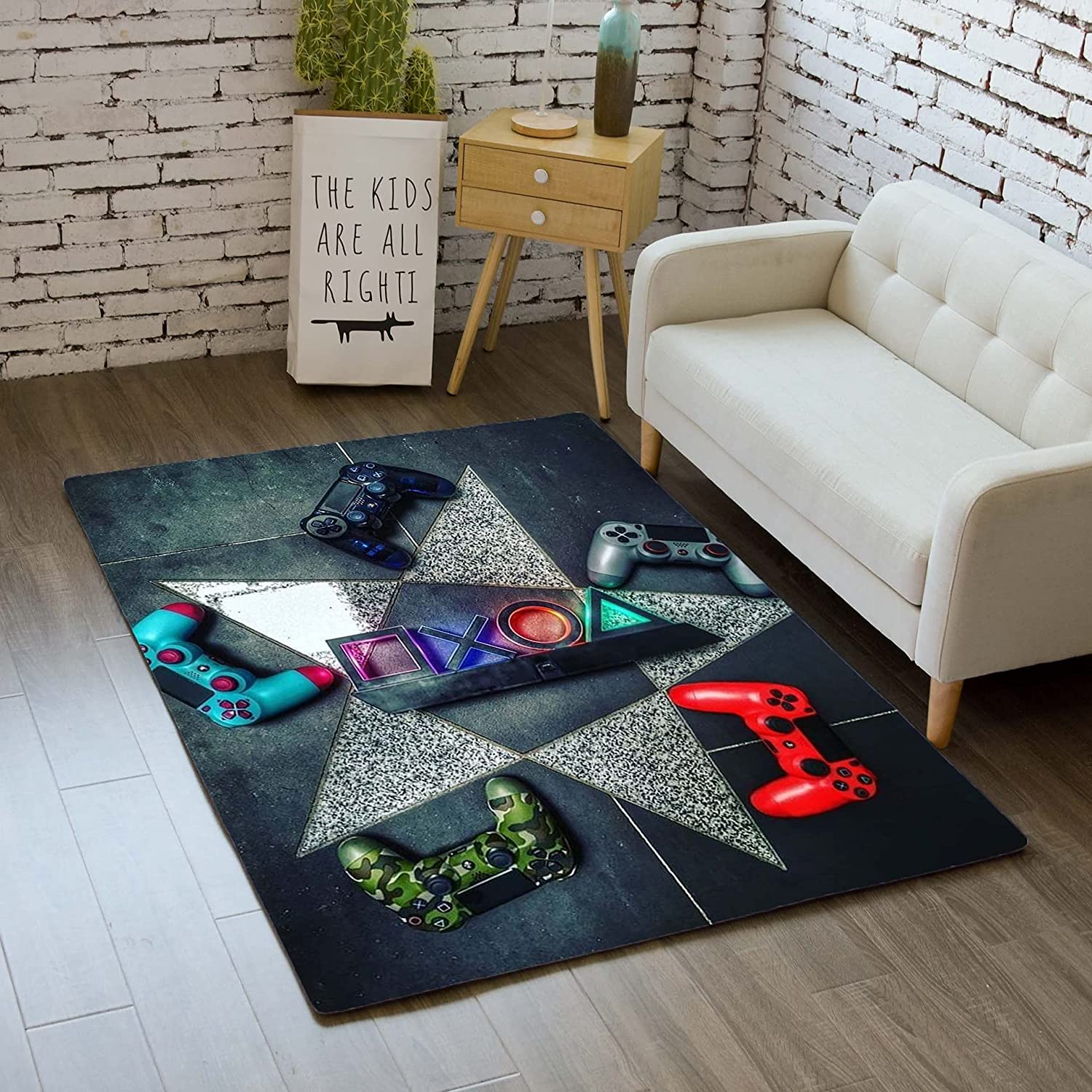 Unique T-Shirt for Boys: Non-Slip Area Rug with 3D Printed Gamepad and Controller Design