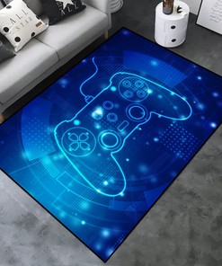 Unique Video Game Area Rug - 3D Printed Living Room Mat with Game Controller PatternNon-Slip Polyester Decor