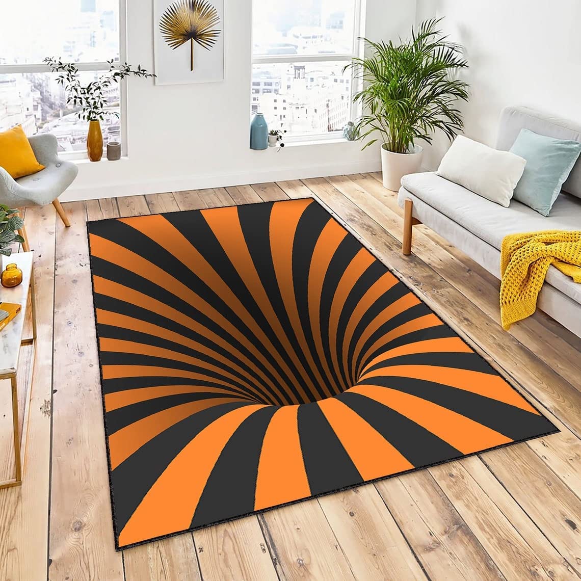 Unique and Colorful Vortex Illusion Rug, Perfect for Living Room and Office, Featuring Visual Illusion Design - Image 2