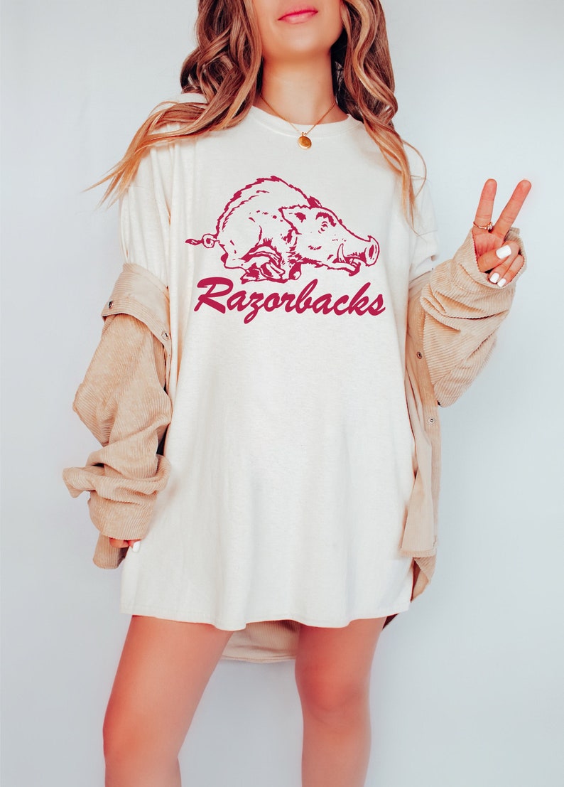 Unisex Vintage Arkansas Razorbacks T Shirt, Football Season Gameday Apparel Arkansas Football Graphic Tee