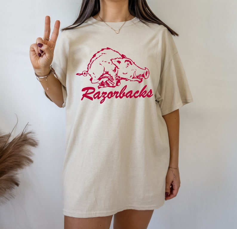 Unisex Vintage Arkansas Razorbacks T Shirt, Football Season Gameday Apparel Arkansas Football Graphic Tee - Image 4
