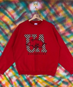 University Of Arkansas Sweatshirt Big Logo Printed Ua Razorbacks Crewneck Streetwear Sweater Pullover Jumper