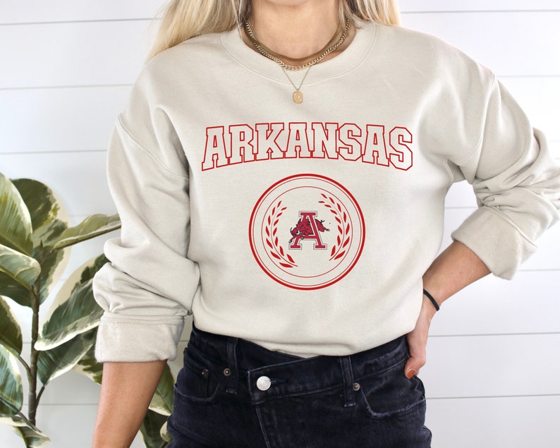 University Of Arkansas Sweatshirt, Razorbacks Crewneck, Go Hogs Sweater, Woo Pig Sooie Pullover - Image 2