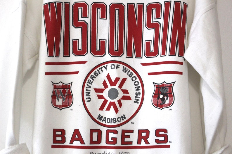 University of Wisconsin Vintage Style Shirt and Sweatshirt Bundle, Great Gift for NCAA Fans - Image 2