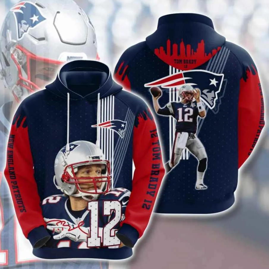 Unleash Your Inner Fan with NFL New England Patriots Tom Brady Zipper 3D Hoodie