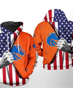 Unleash Your Patriotism with Boise State Broncos NCAA US Flag 3D Hoodie Zipper Hoodie