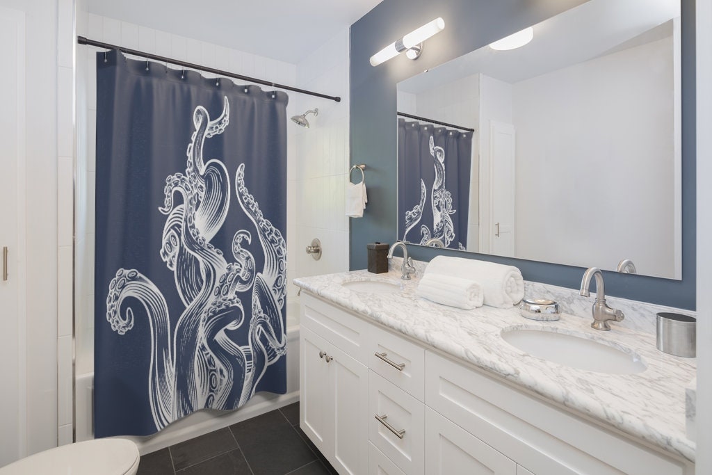 Unleash your dark side with this Octopus Tentacle Monster Occult Cthulhu Shower Curtain - Image 2