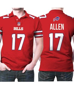 Upgrade your game day style with a Red Color Rush Polo Shirt featuring Buffalo Bills' Josh Allen #17.
