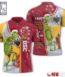 Usc Trojans Grinch Steals Christmas with Breathable Fabric Polo Shirt