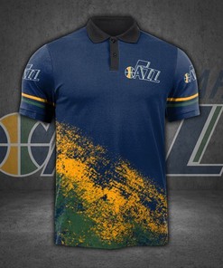 Utah Jazz Fans Unite with Bold All Print 3D Polo T-shirt in Breathable Fabric