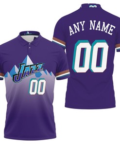 Utah Jazz Hardwood Classics Purple Personalized Jersey Inspired 3D All Over Print Polo Shirt for Athleisure Fans