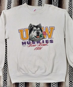 Uw Huskies Vintage Sweatshirt 1991 Rose Bowl College Football, University Of Washington Alumni Retro Usa