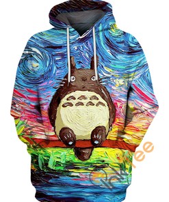 Van Gogh Style Totoro Hoodie in 3D Design